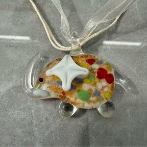 Blown Glass Pendant Elephant Unique Necklace With Lobster Clasp Closure
